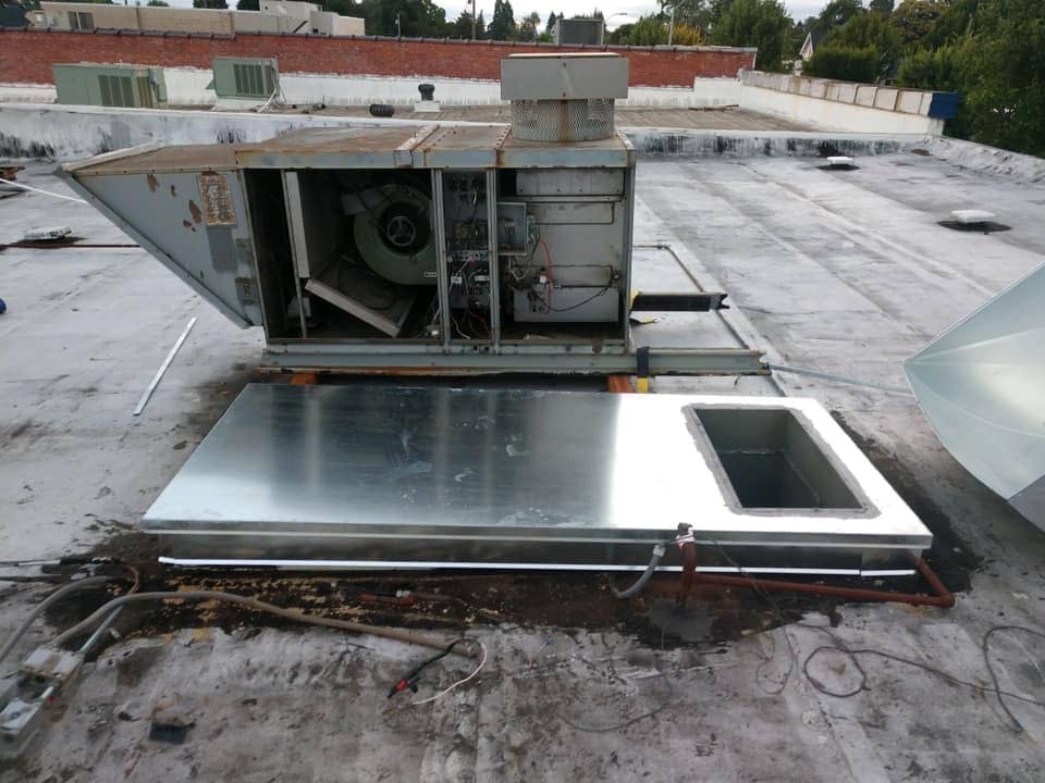HVAC installation on a roof